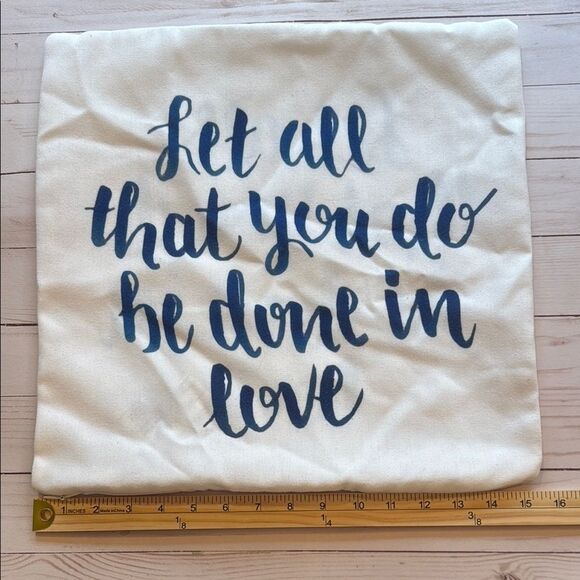 Inspirational Quote Pillow Cover Blue White Decor - Picture 3 of 5